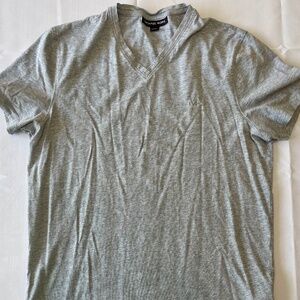 Michael Kors Men’s Heather Gray Cotton V‑Neck Tee MK Logo - M